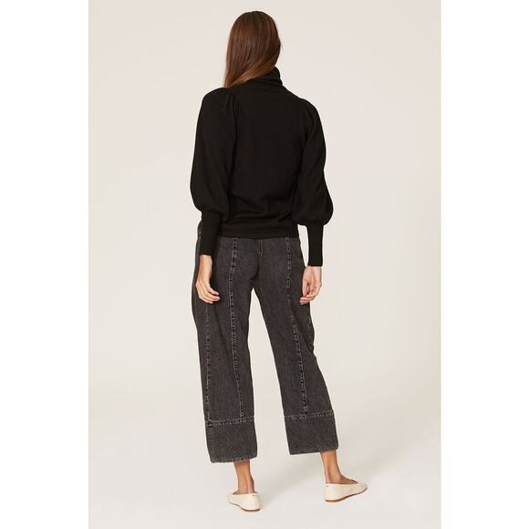 APIECE APART Black Wool Turtleneck Puffed Drapey Sleeves Dewi Sweater size Large - Picture 2 of 12